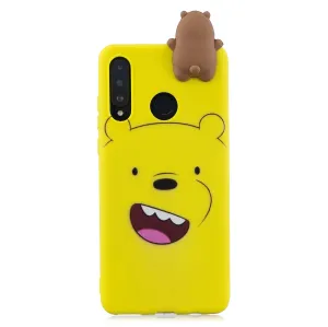 For HUAWEI P30 lite 3D Cute Coloured Painted Animal TPU Anti-scratch Non-slip Protective Cover Back Case yellow