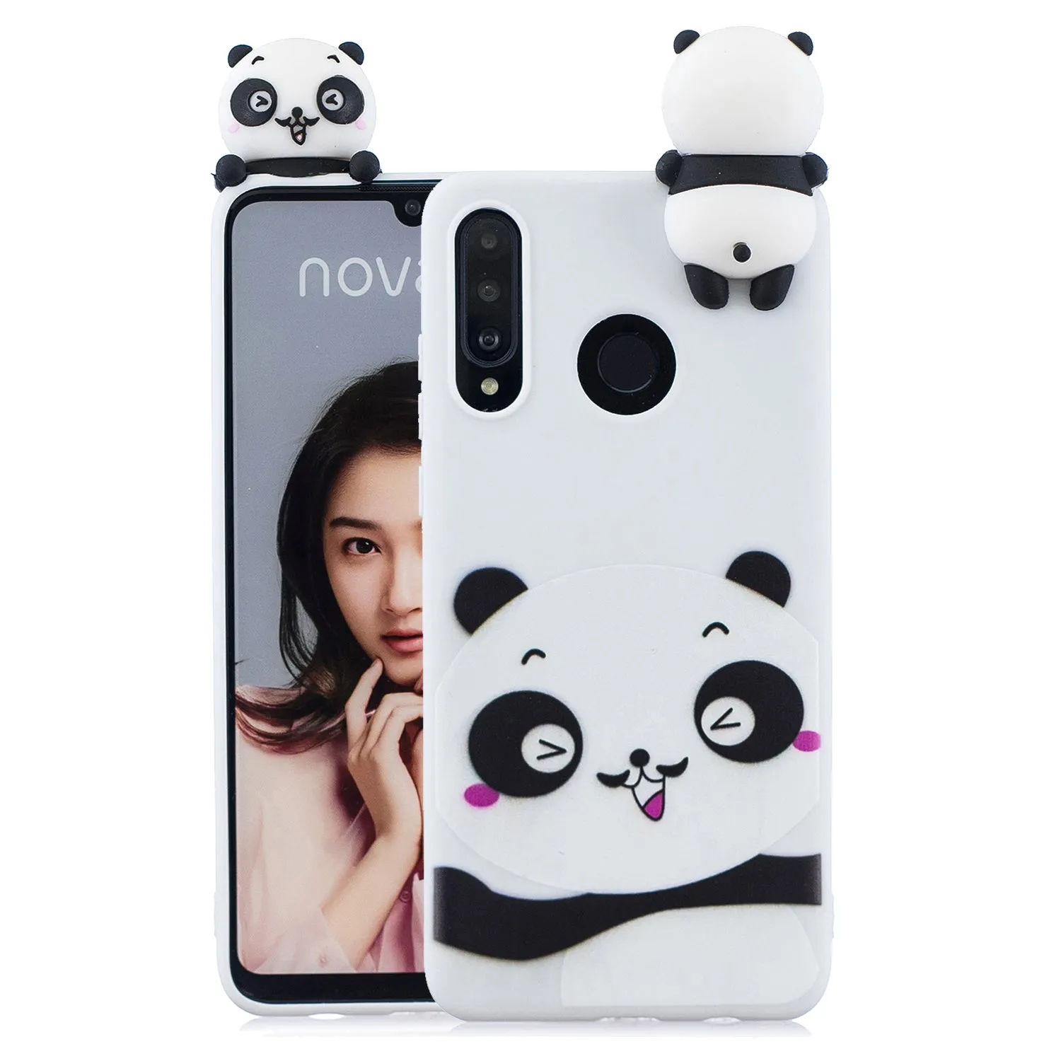 For HUAWEI P30 lite 3D Cute Coloured Painted Animal TPU Anti-scratch Non-slip Protective Cover Back Case yellow
