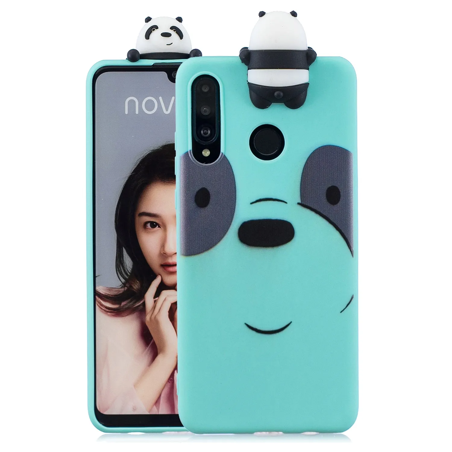 For HUAWEI P30 lite 3D Cute Coloured Painted Animal TPU Anti-scratch Non-slip Protective Cover Back Case yellow
