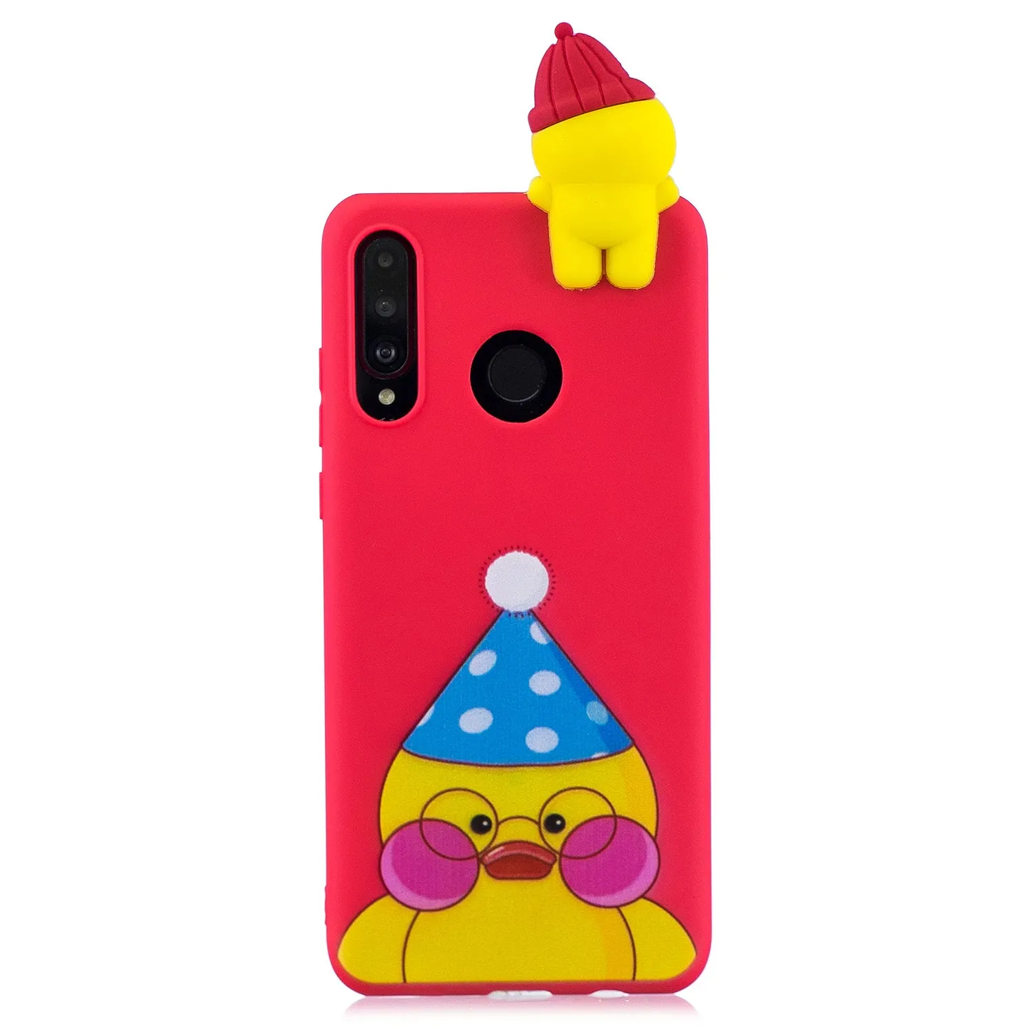 For HUAWEI P30 lite 3D Cute Coloured Painted Animal TPU Anti-scratch Non-slip Protective Cover Back Case yellow