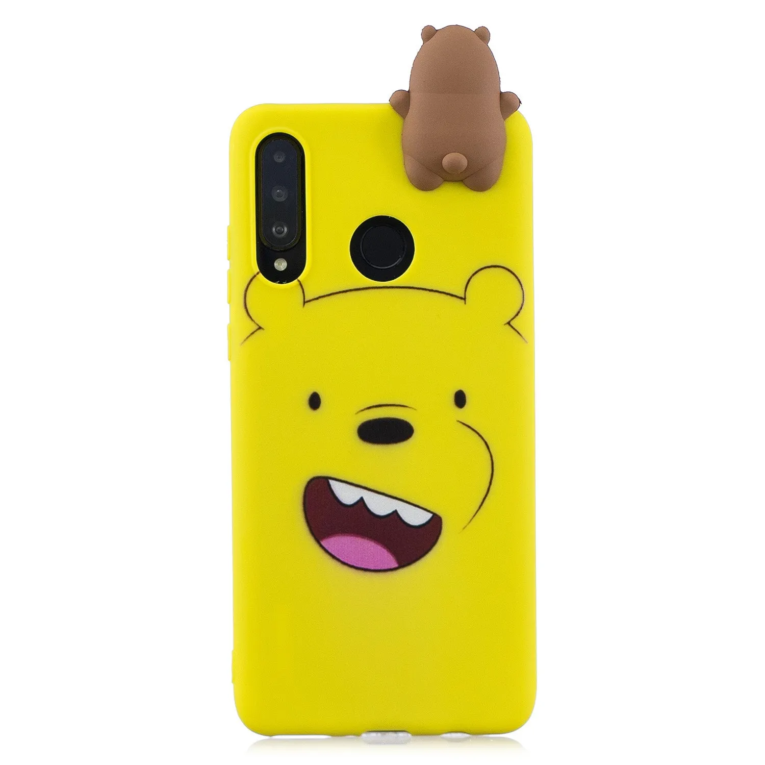 For HUAWEI P30 lite 3D Cute Coloured Painted Animal TPU Anti-scratch Non-slip Protective Cover Back Case yellow