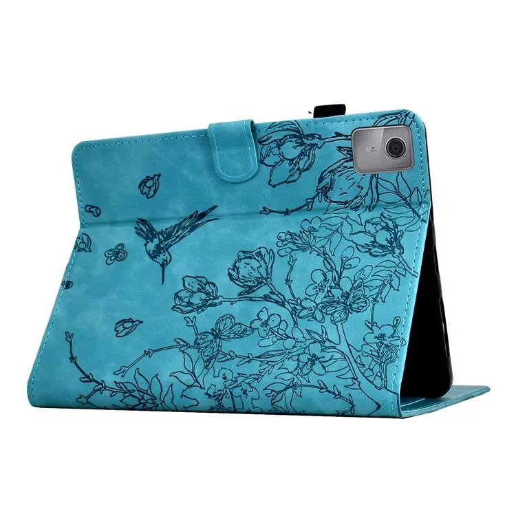 For Lenovo Tab M11 / Xiaoxin Pad 11 2024 Case Flower Bird Imprinted Card Holder Leather Tablet Cover