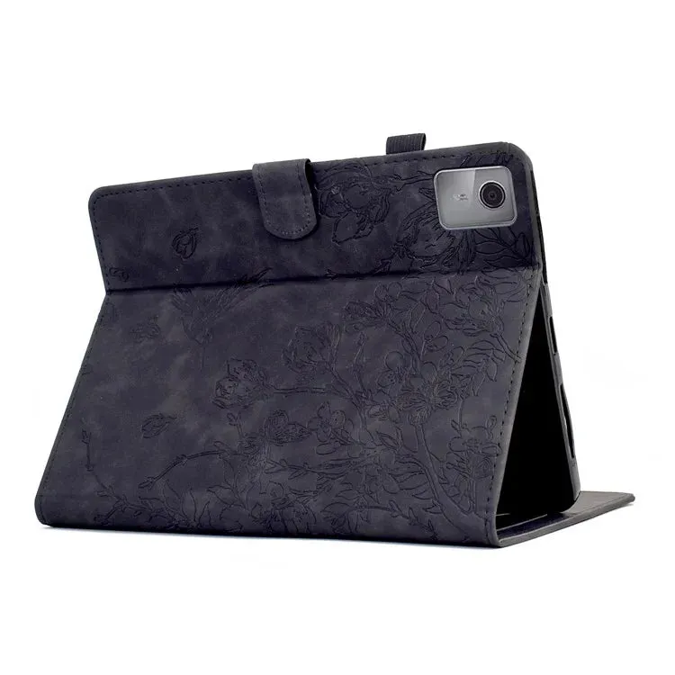For Lenovo Tab M11 / Xiaoxin Pad 11 2024 Case Flower Bird Imprinted Card Holder Leather Tablet Cover