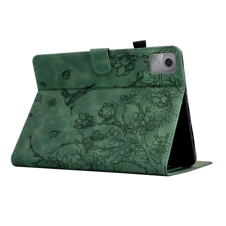 For Lenovo Tab M11 / Xiaoxin Pad 11 2024 Case Flower Bird Imprinted Card Holder Leather Tablet Cover