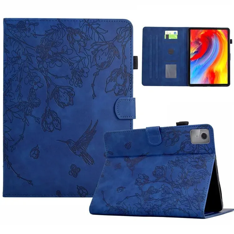 For Lenovo Tab M11 / Xiaoxin Pad 11 2024 Case Flower Bird Imprinted Card Holder Leather Tablet Cover