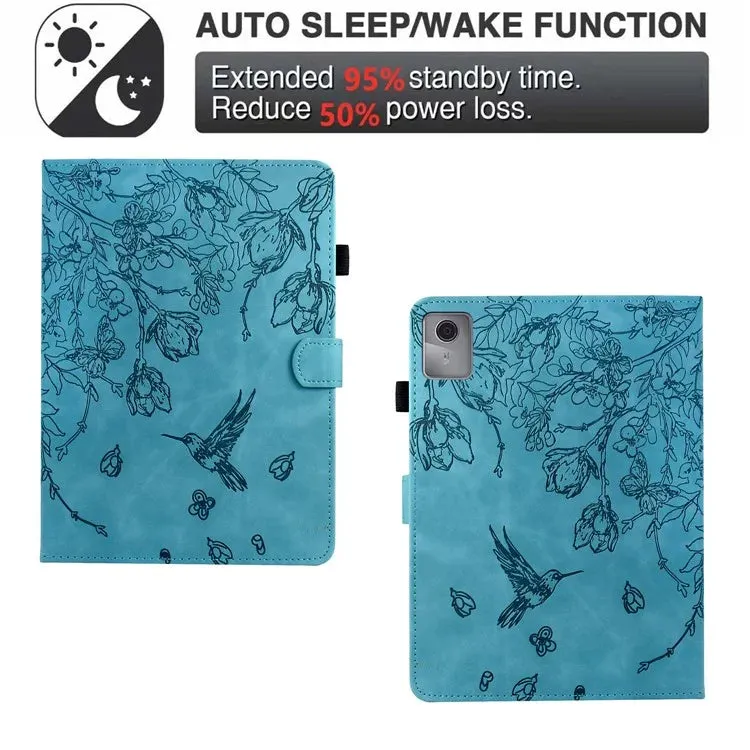 For Lenovo Tab M11 / Xiaoxin Pad 11 2024 Case Flower Bird Imprinted Card Holder Leather Tablet Cover