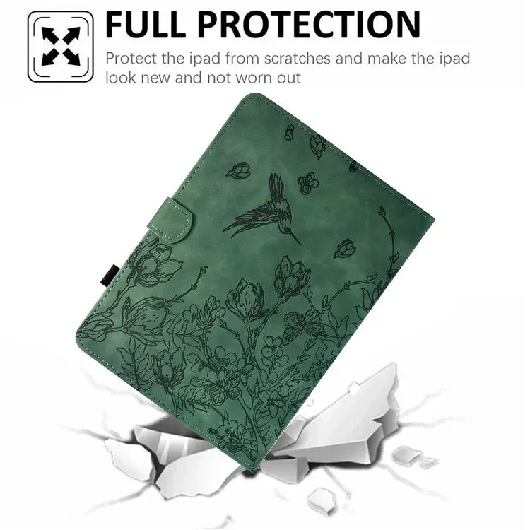 For Lenovo Tab M11 / Xiaoxin Pad 11 2024 Case Flower Bird Imprinted Card Holder Leather Tablet Cover