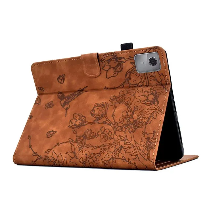 For Lenovo Tab M11 / Xiaoxin Pad 11 2024 Case Flower Bird Imprinted Card Holder Leather Tablet Cover
