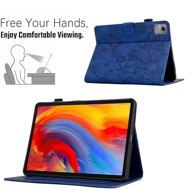 For Lenovo Tab M11 / Xiaoxin Pad 11 2024 Case Flower Bird Imprinted Card Holder Leather Tablet Cover