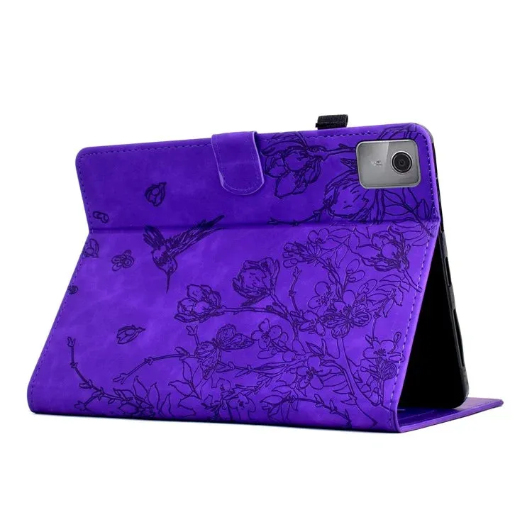 For Lenovo Tab M11 / Xiaoxin Pad 11 2024 Case Flower Bird Imprinted Card Holder Leather Tablet Cover