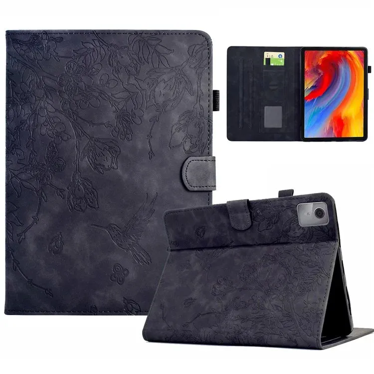 For Lenovo Tab M11 / Xiaoxin Pad 11 2024 Case Flower Bird Imprinted Card Holder Leather Tablet Cover