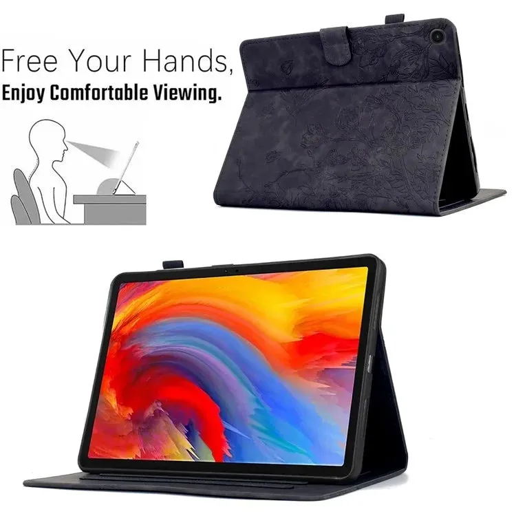 For Samsung Galaxy Tab A9  Case Flower Bird Imprinted Card Holder Leather Tablet Cover