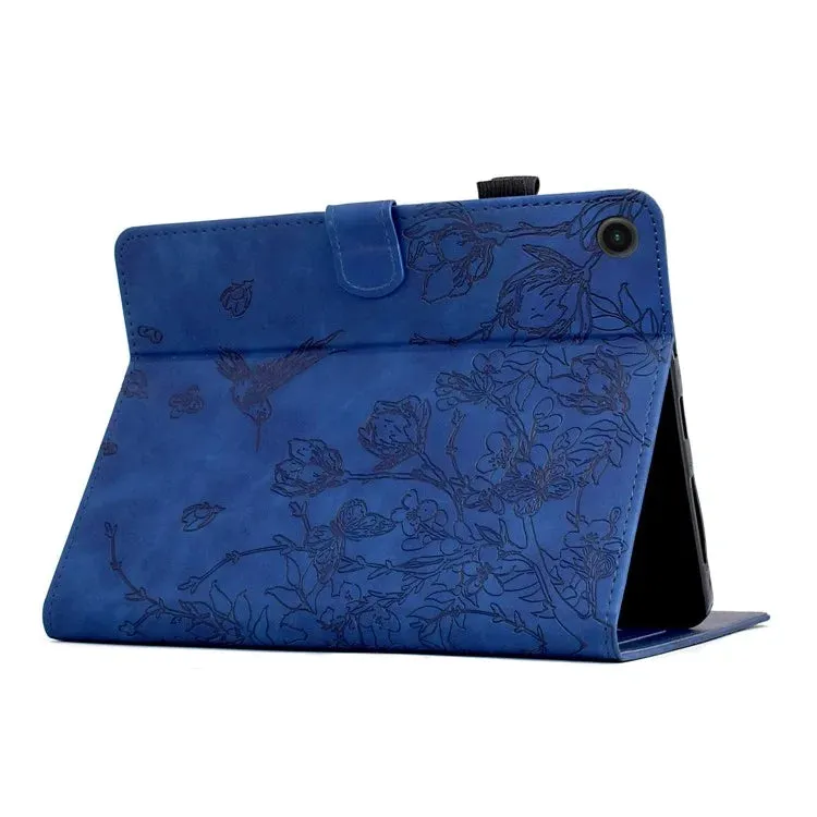 For Samsung Galaxy Tab A9  Case Flower Bird Imprinted Card Holder Leather Tablet Cover