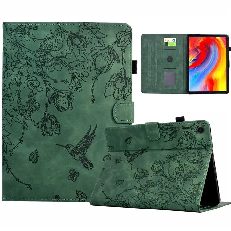 For Samsung Galaxy Tab A9  Case Flower Bird Imprinted Card Holder Leather Tablet Cover