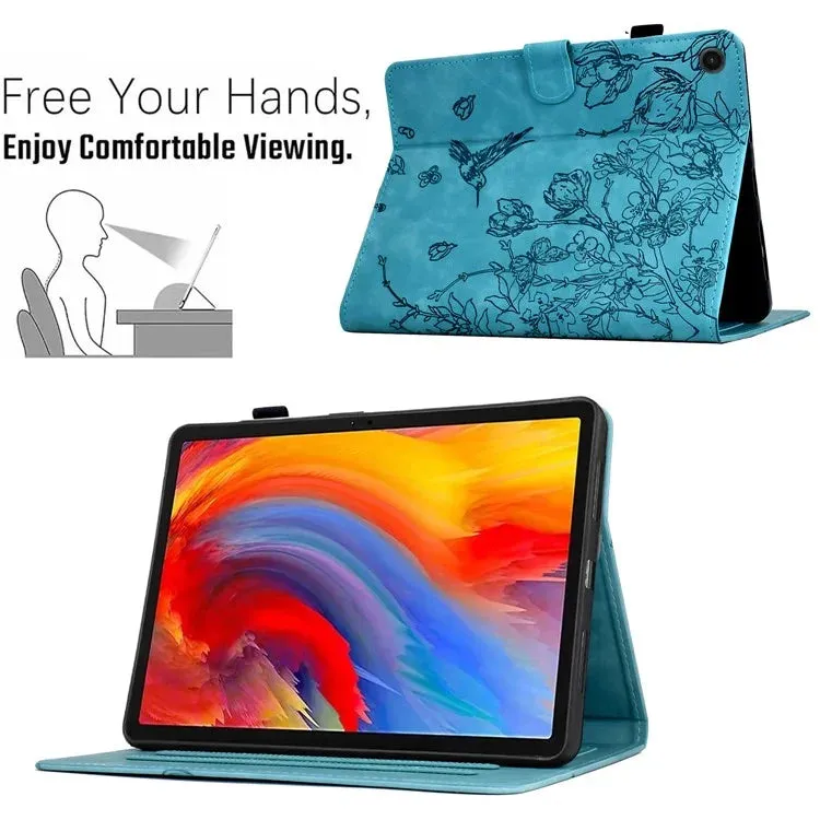 For Samsung Galaxy Tab A9  Case Flower Bird Imprinted Card Holder Leather Tablet Cover