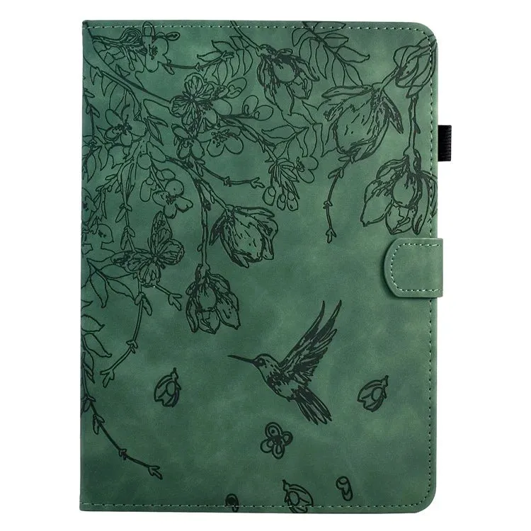 For Samsung Galaxy Tab A9  Case Flower Bird Imprinted Card Holder Leather Tablet Cover