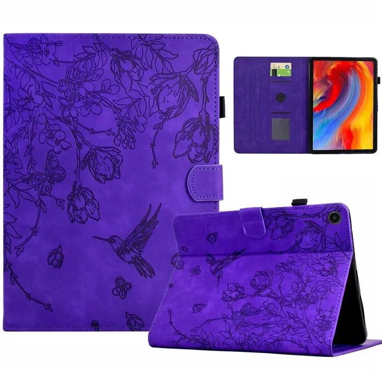 For Samsung Galaxy Tab A9  Case Flower Bird Imprinted Card Holder Leather Tablet Cover