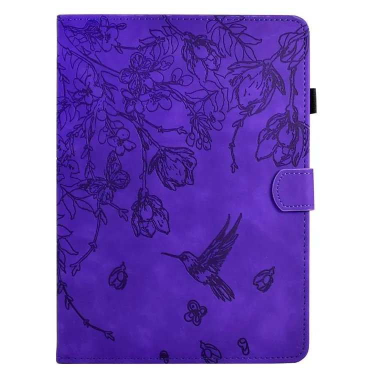 For Samsung Galaxy Tab A9  Case Flower Bird Imprinted Card Holder Leather Tablet Cover
