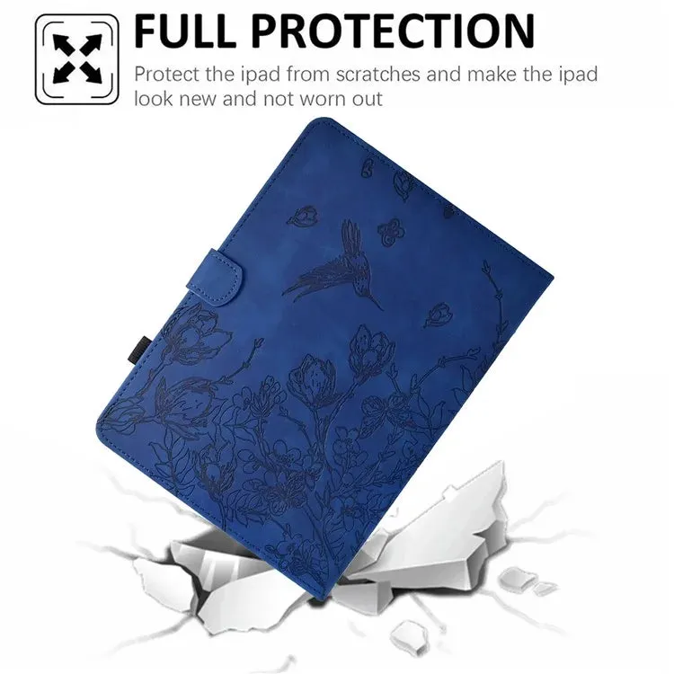 For Samsung Galaxy Tab A9  Case Flower Bird Imprinted Card Holder Leather Tablet Cover