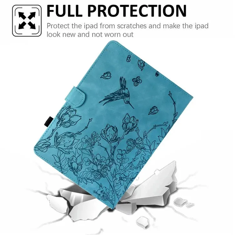 For Samsung Galaxy Tab A9  Case Flower Bird Imprinted Card Holder Leather Tablet Cover