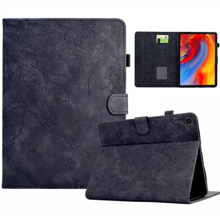 For Samsung Galaxy Tab A9  Case Flower Bird Imprinted Card Holder Leather Tablet Cover