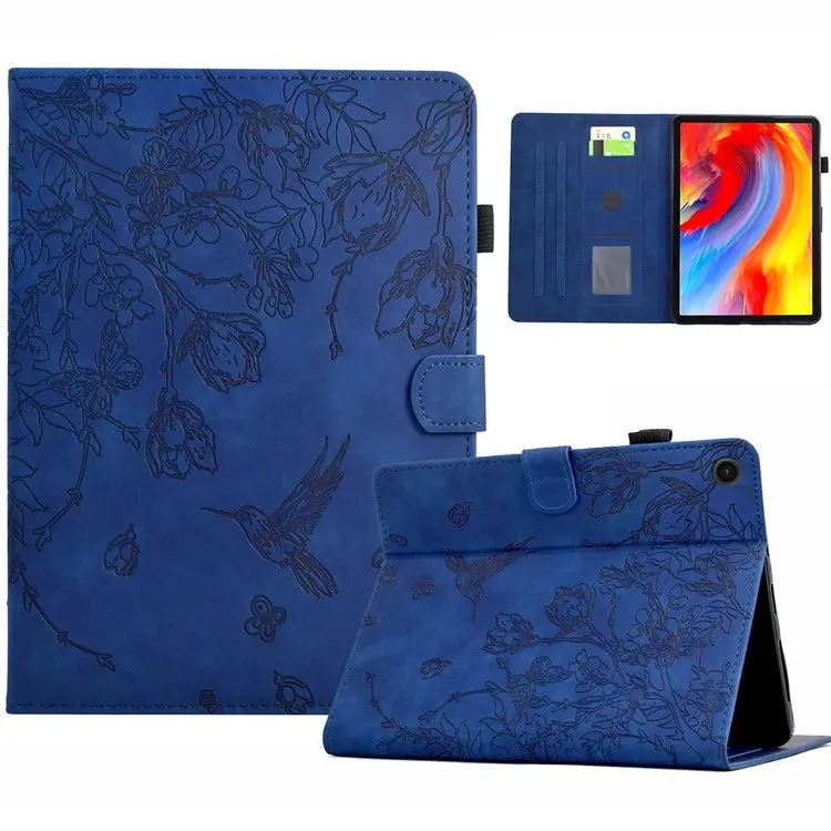 For Samsung Galaxy Tab A9  Case Flower Bird Imprinted Card Holder Leather Tablet Cover