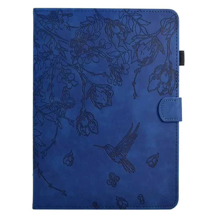 For Samsung Galaxy Tab A9  Case Flower Bird Imprinted Card Holder Leather Tablet Cover