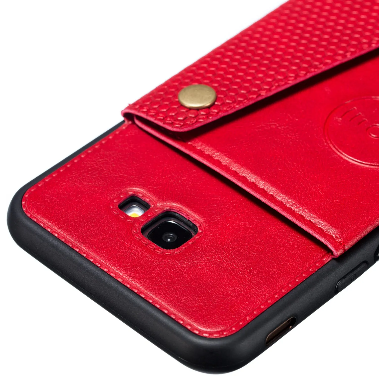 For Samsung J4 PLUS PU Protective Phone Back Case with Card Slot Bracket gray