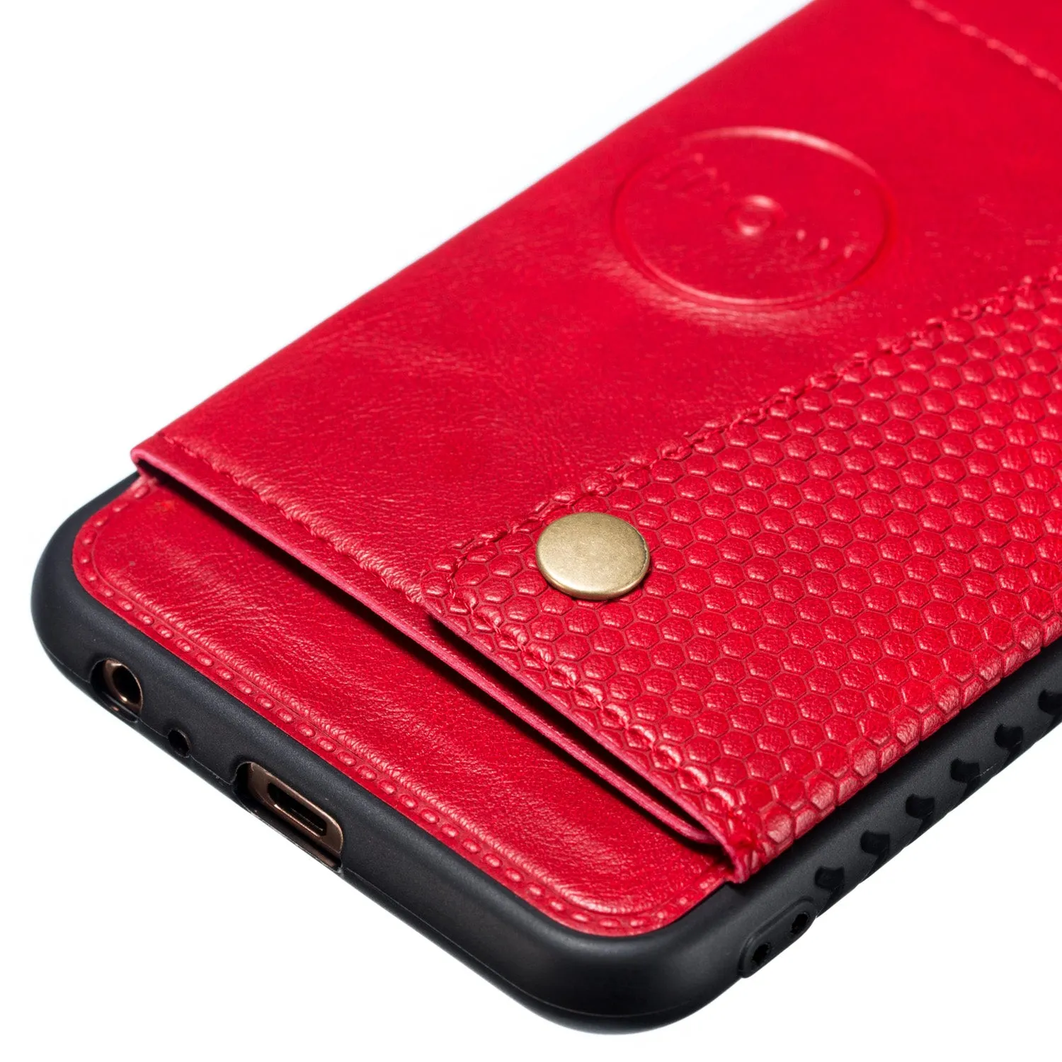 For Samsung J4 PLUS PU Protective Phone Back Case with Card Slot Bracket gray