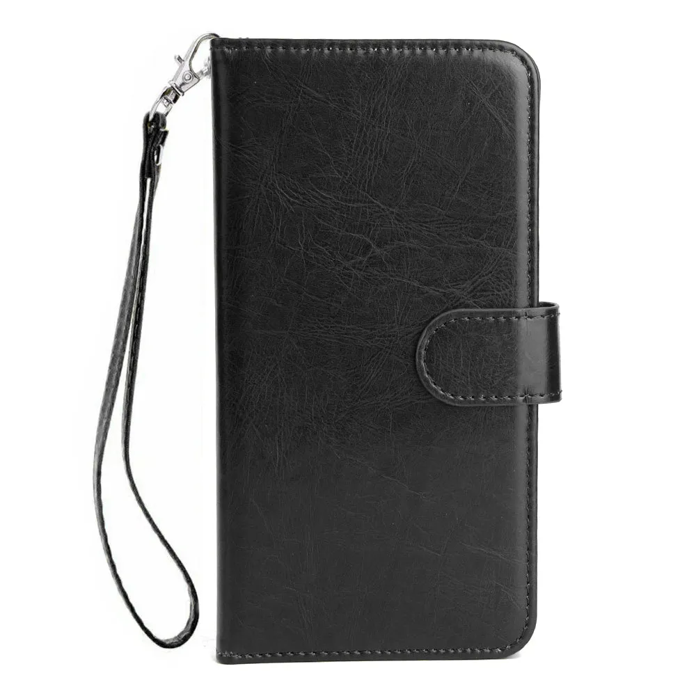 For Samsung J8 2018 PU Non-slip Shockproof Cell Phone Case with 9 Card Slots Lanyard Bracket brown