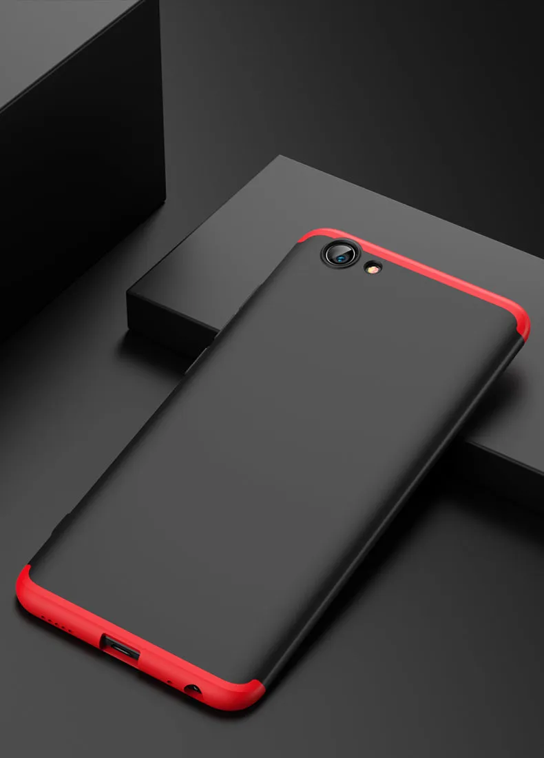 For VIVO Y71 Slim 3 in 1 Hybrid Hard Case Full Body 360 Degree Protection Back Cover Red black red
