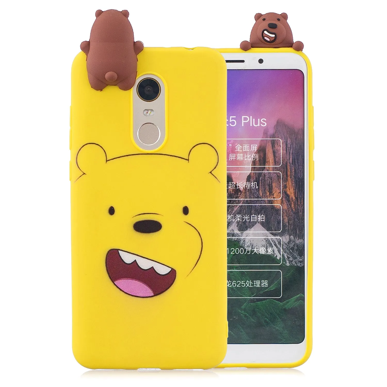 For XIAOMI Redmi 5 plus 3D Cartoon Lovely Coloured Painted Soft TPU Back Cover Non-slip Shockproof Full Protective Case Light pink