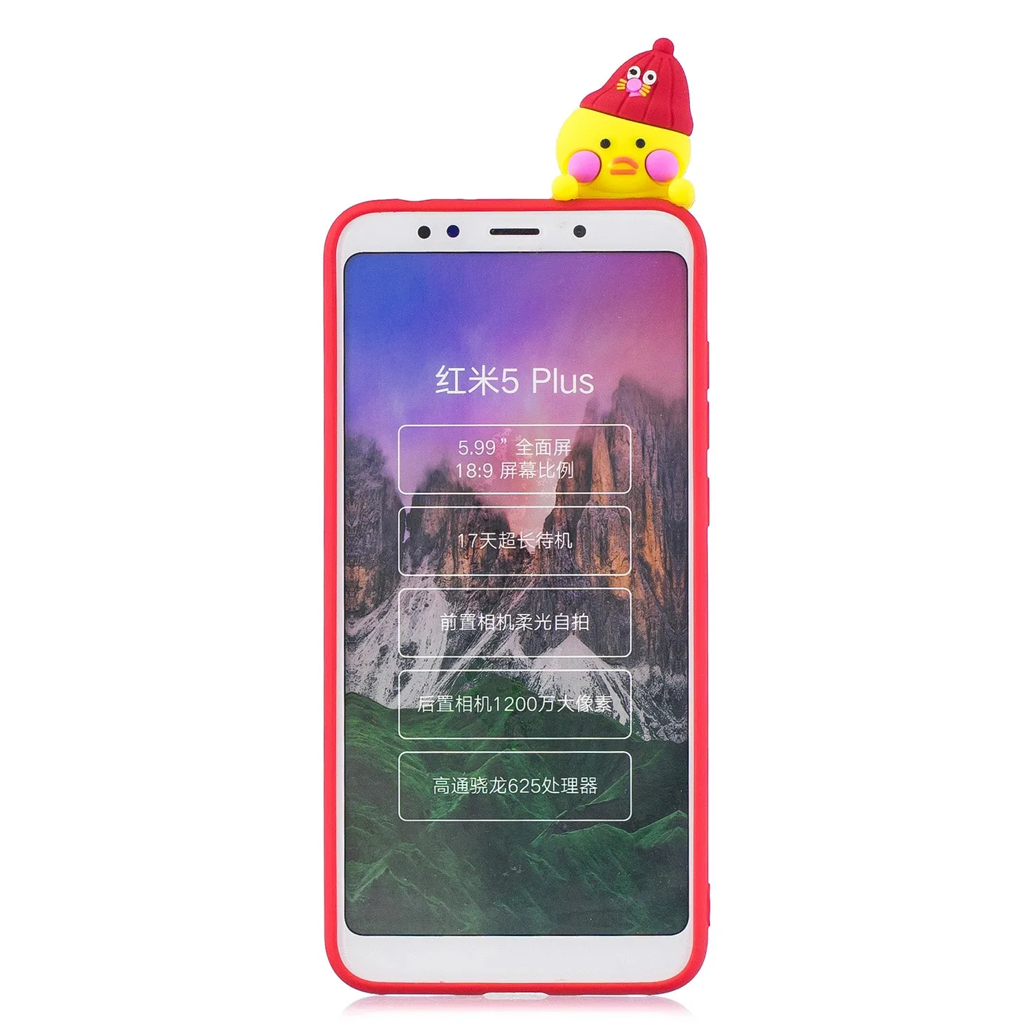 For XIAOMI Redmi 5 plus 3D Cartoon Lovely Coloured Painted Soft TPU Back Cover Non-slip Shockproof Full Protective Case Light pink