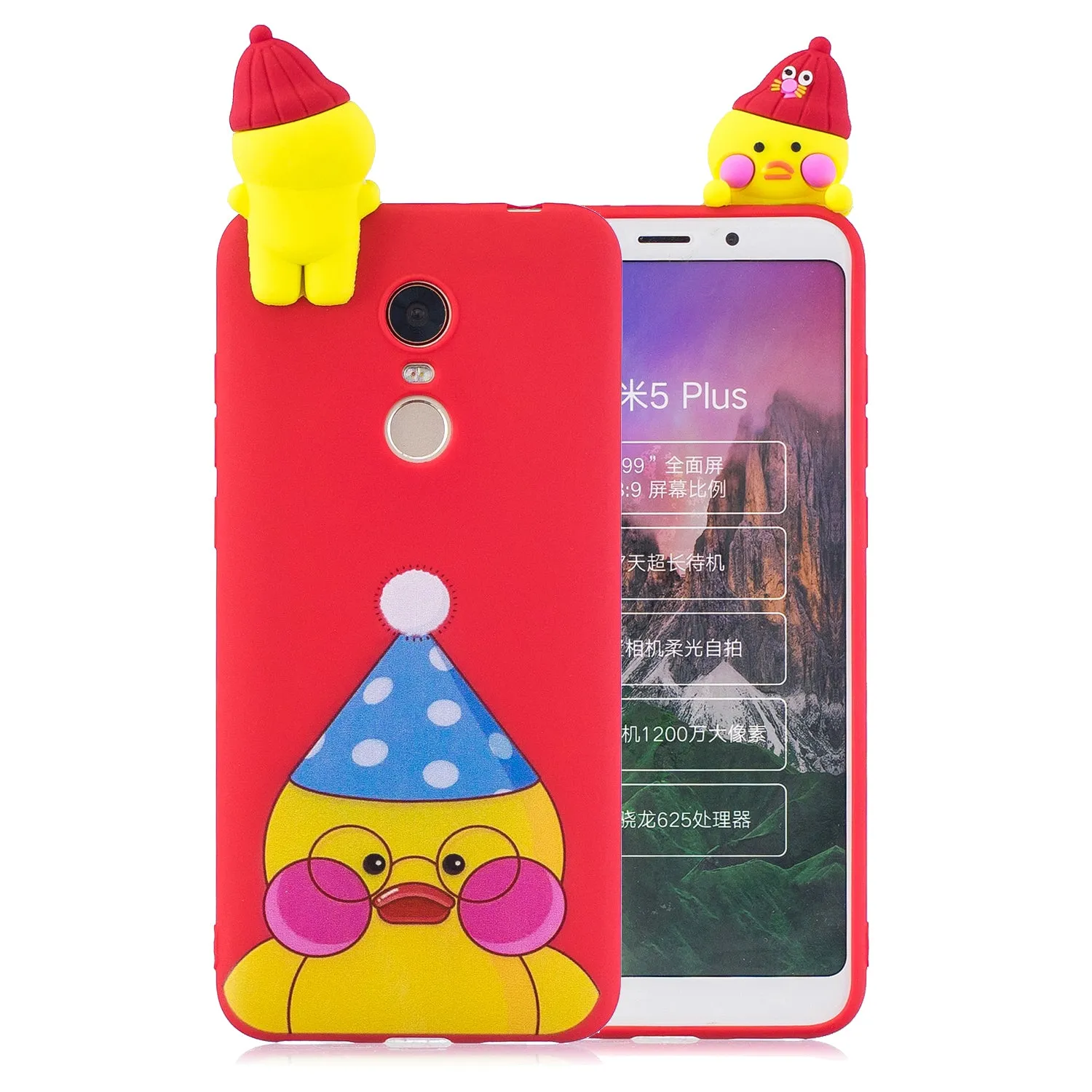 For XIAOMI Redmi 5 plus 3D Cartoon Lovely Coloured Painted Soft TPU Back Cover Non-slip Shockproof Full Protective Case Light pink
