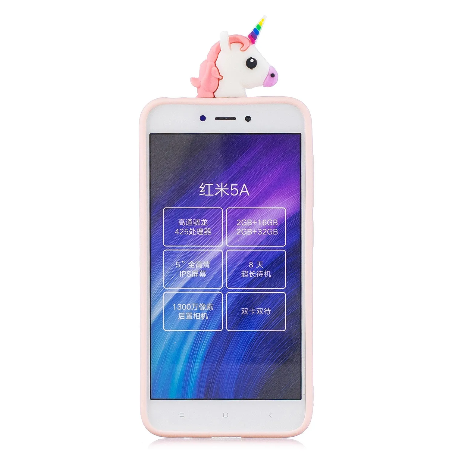 For XIAOMI Redmi 5A 3D Cute Coloured Painted Animal TPU Anti-scratch Non-slip Protective Cover Back Case red