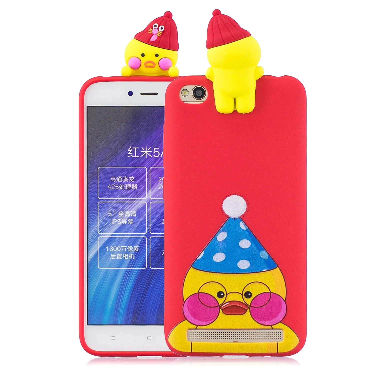 For XIAOMI Redmi 5A 3D Cute Coloured Painted Animal TPU Anti-scratch Non-slip Protective Cover Back Case red