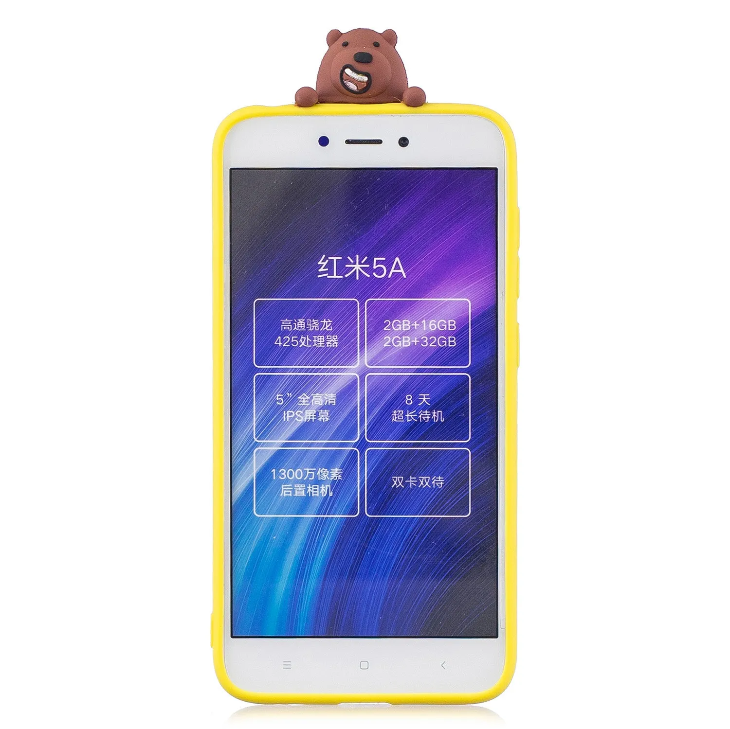 For XIAOMI Redmi 5A 3D Cute Coloured Painted Animal TPU Anti-scratch Non-slip Protective Cover Back Case red