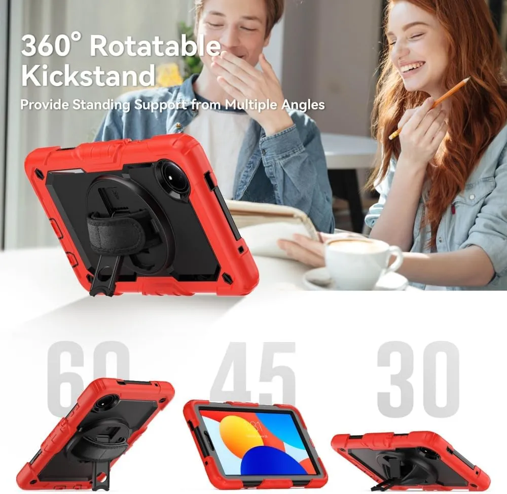 for Xiaomi Redmi Pad SE 8.7 Case 8.7" Tablet Case 3 in 1 Double Silicone with Screen Protector [Hand Strap&Shoulder Strapp] - G