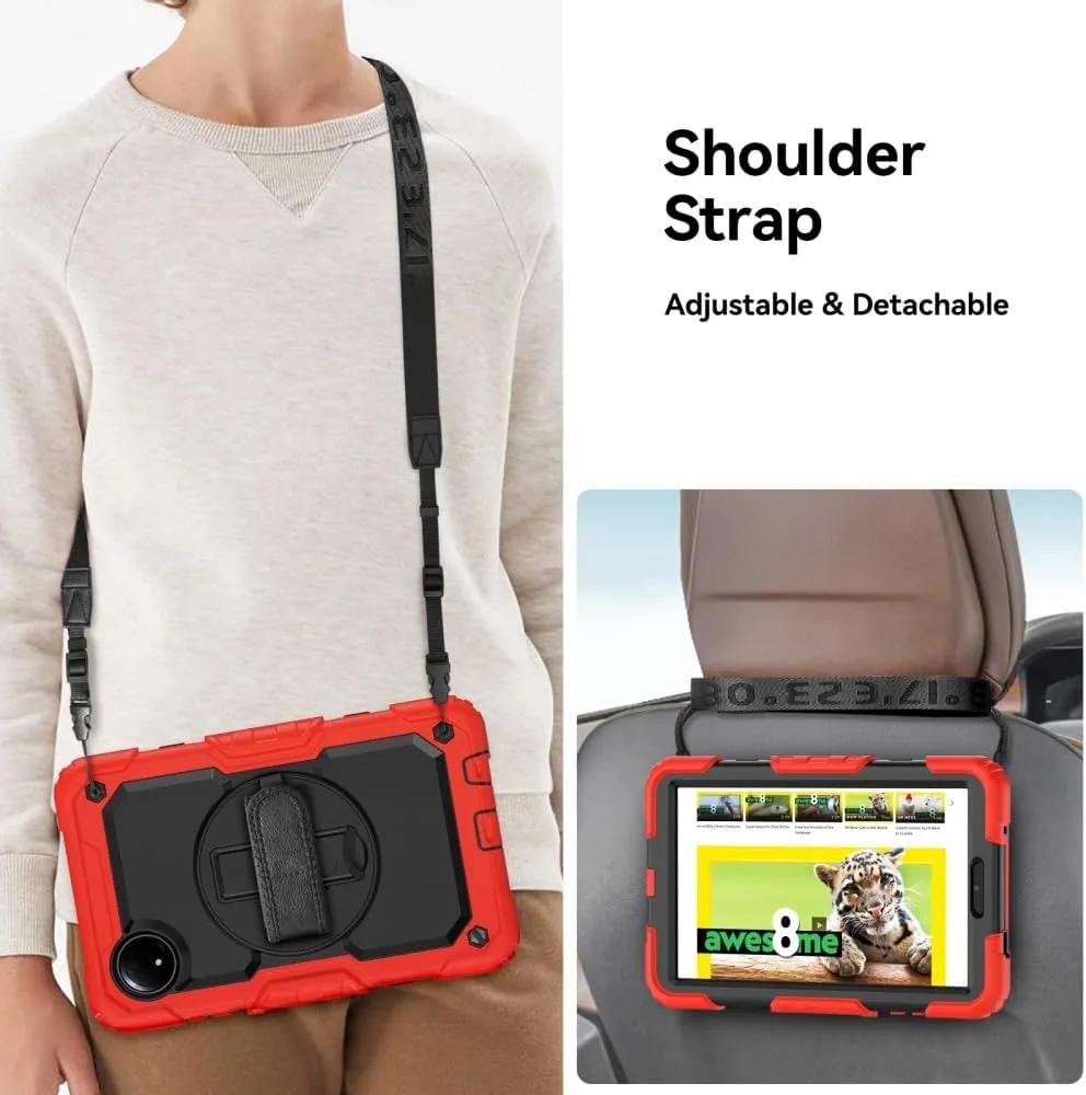 for Xiaomi Redmi Pad SE 8.7 Case 8.7" Tablet Case 3 in 1 Double Silicone with Screen Protector [Hand Strap&Shoulder Strapp] - G
