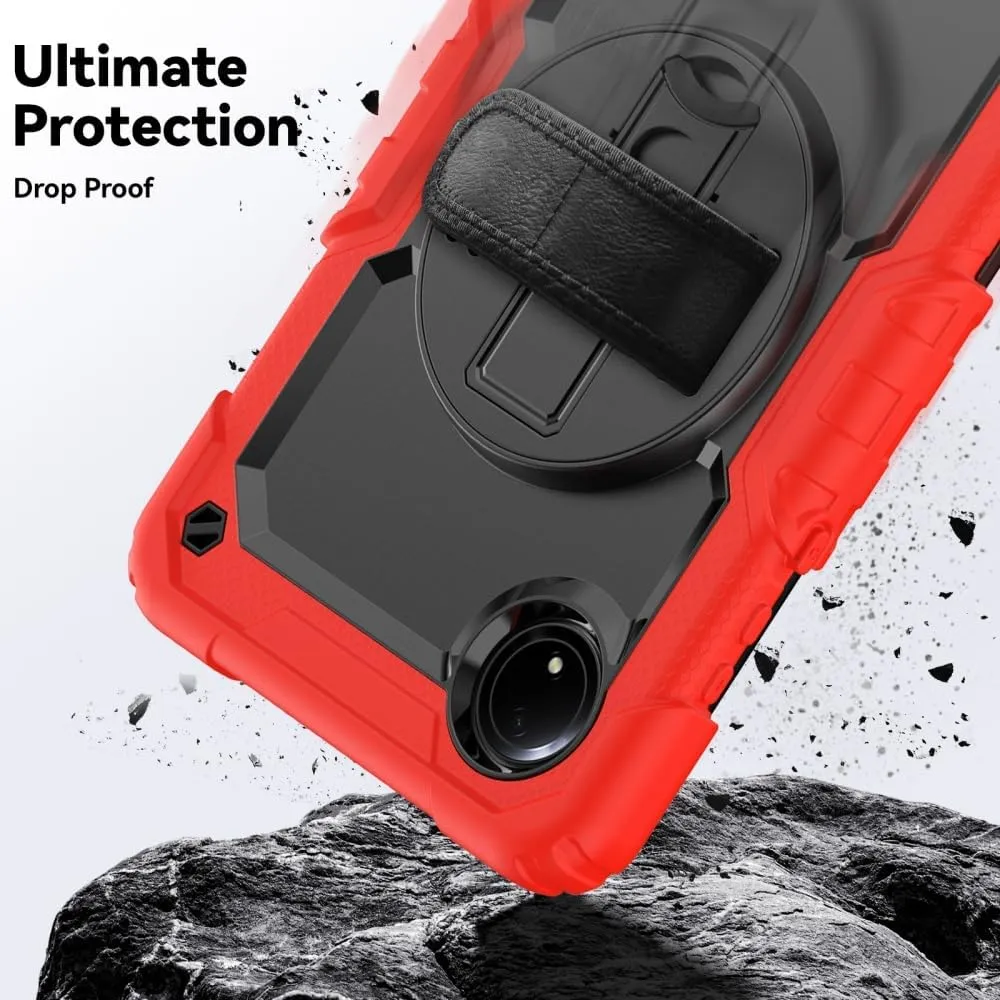for Xiaomi Redmi Pad SE 8.7 Case 8.7" Tablet Case 3 in 1 Double Silicone with Screen Protector [Hand Strap&Shoulder Strapp] - G