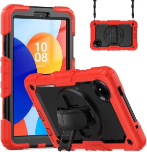 for Xiaomi Redmi Pad SE 8.7 Case 8.7" Tablet Case 3 in 1 Double Silicone with Screen Protector [Hand Strap&Shoulder Strapp] - G