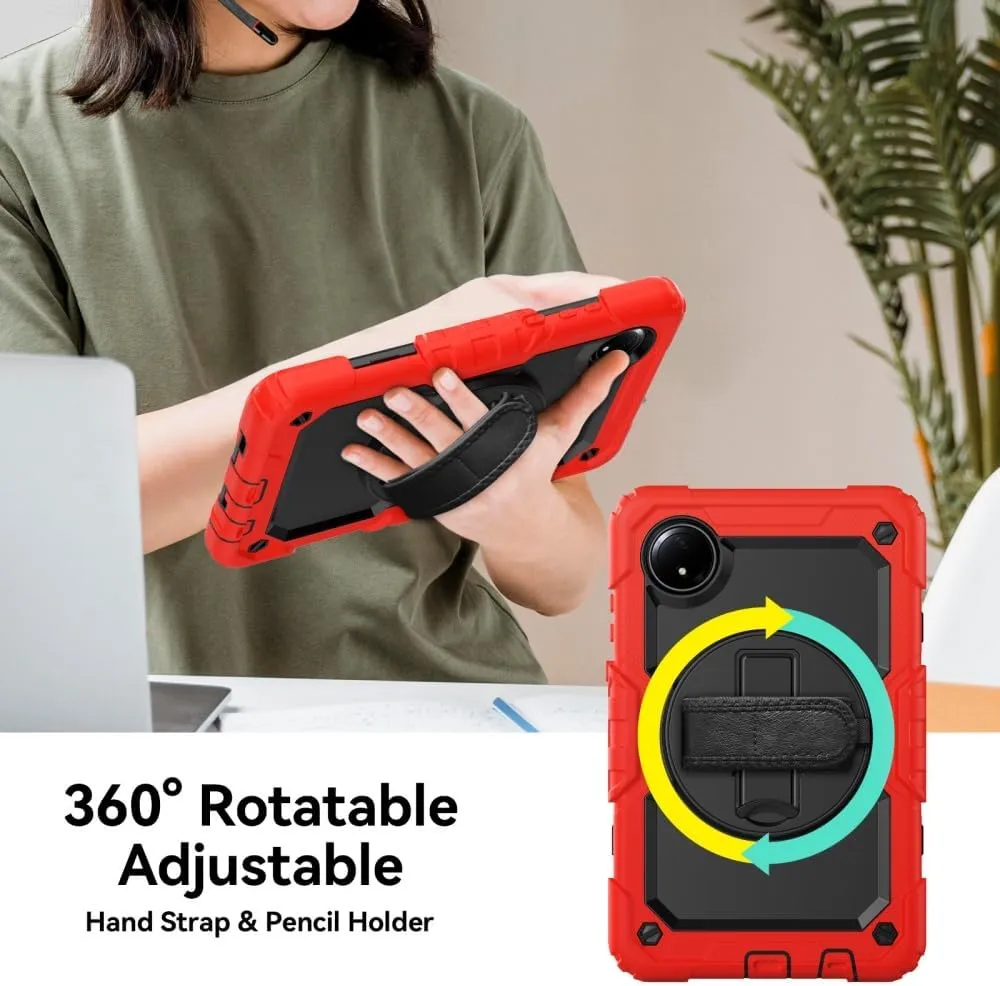 for Xiaomi Redmi Pad SE 8.7 Case 8.7" Tablet Case 3 in 1 Double Silicone with Screen Protector [Hand Strap&Shoulder Strapp] - G