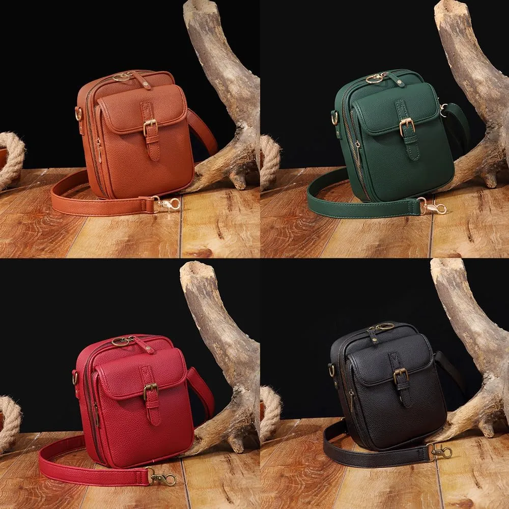 Forcipower Crossbody Bag, Collaboraten1 Crossbody Leather Bag, Leather Shoulder Purse with 10 Card Slots