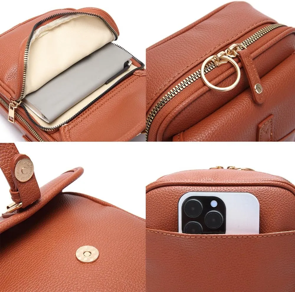 Forcipower Crossbody Bag, Collaboraten1 Crossbody Leather Bag, Leather Shoulder Purse with 10 Card Slots