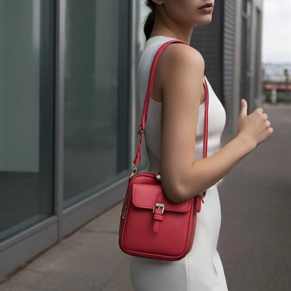 Forcipower Crossbody Bag, Collaboraten1 Crossbody Leather Bag, Leather Shoulder Purse with 10 Card Slots