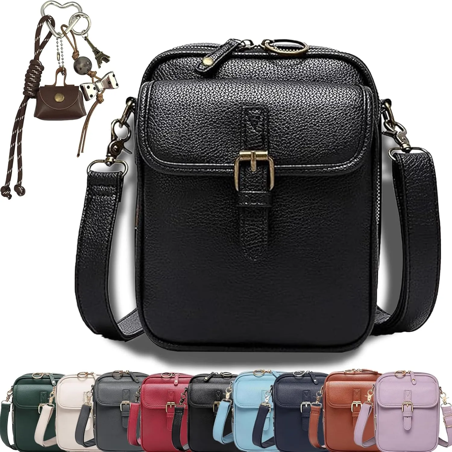 Forcipower Crossbody Leather Bag, Collaboraten1 Urvashi Crossbody Leather Bag Built in Wallet, Vintage Messenger Bag