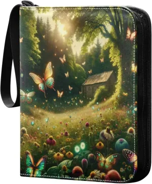 Forest Card Binder 4 Pockets, 400 Pockets Trading Card Binder Removable Card Albums Card Holder for Games, Sports, Football, Baseball Cards