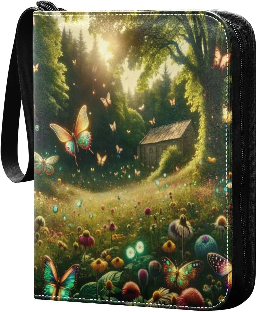 Forest Card Binder 4 Pockets, 400 Pockets Trading Card Binder Removable Card Albums Card Holder for Games, Sports, Football, Baseball Cards