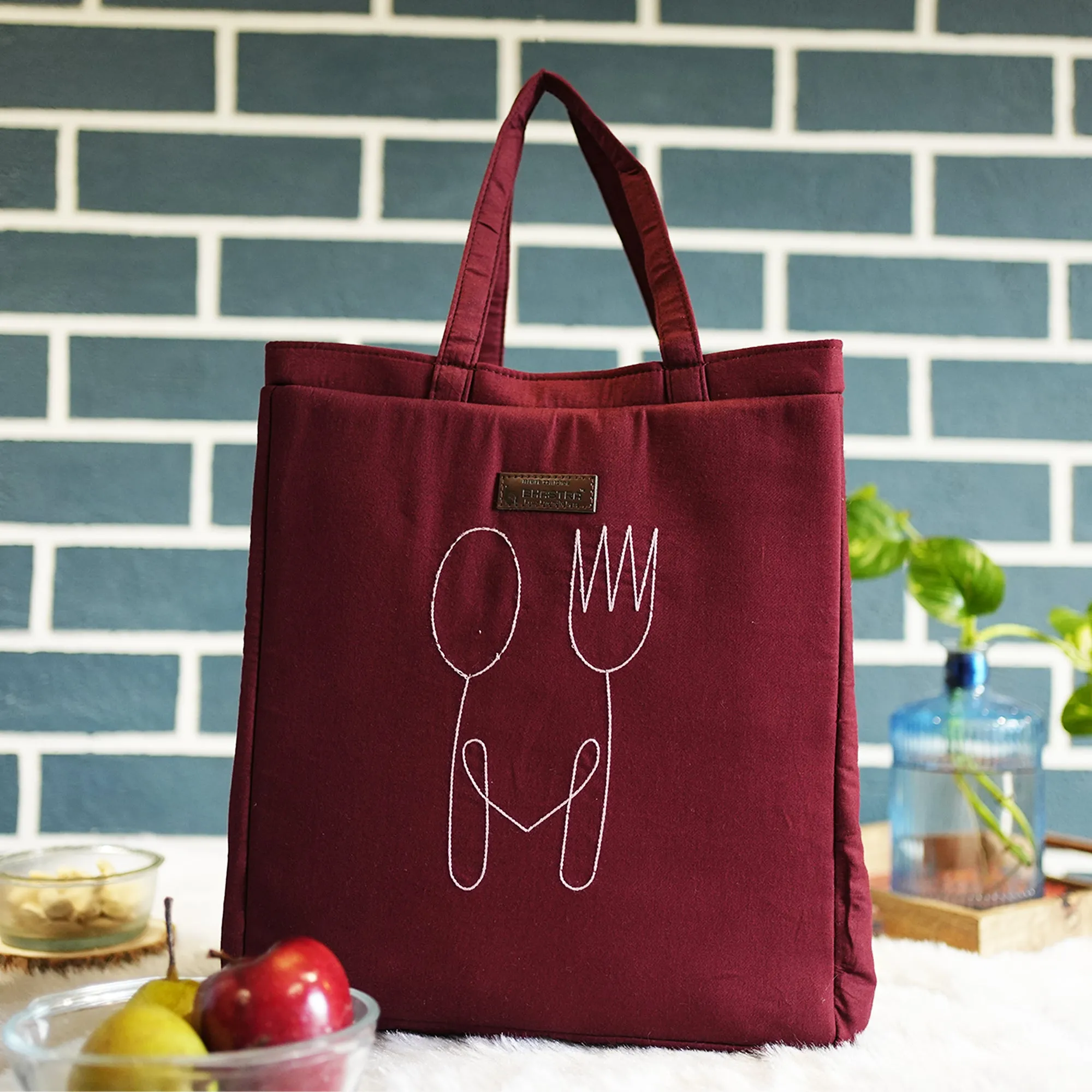 Fork and spoon-Burgundy Tiffin Bag