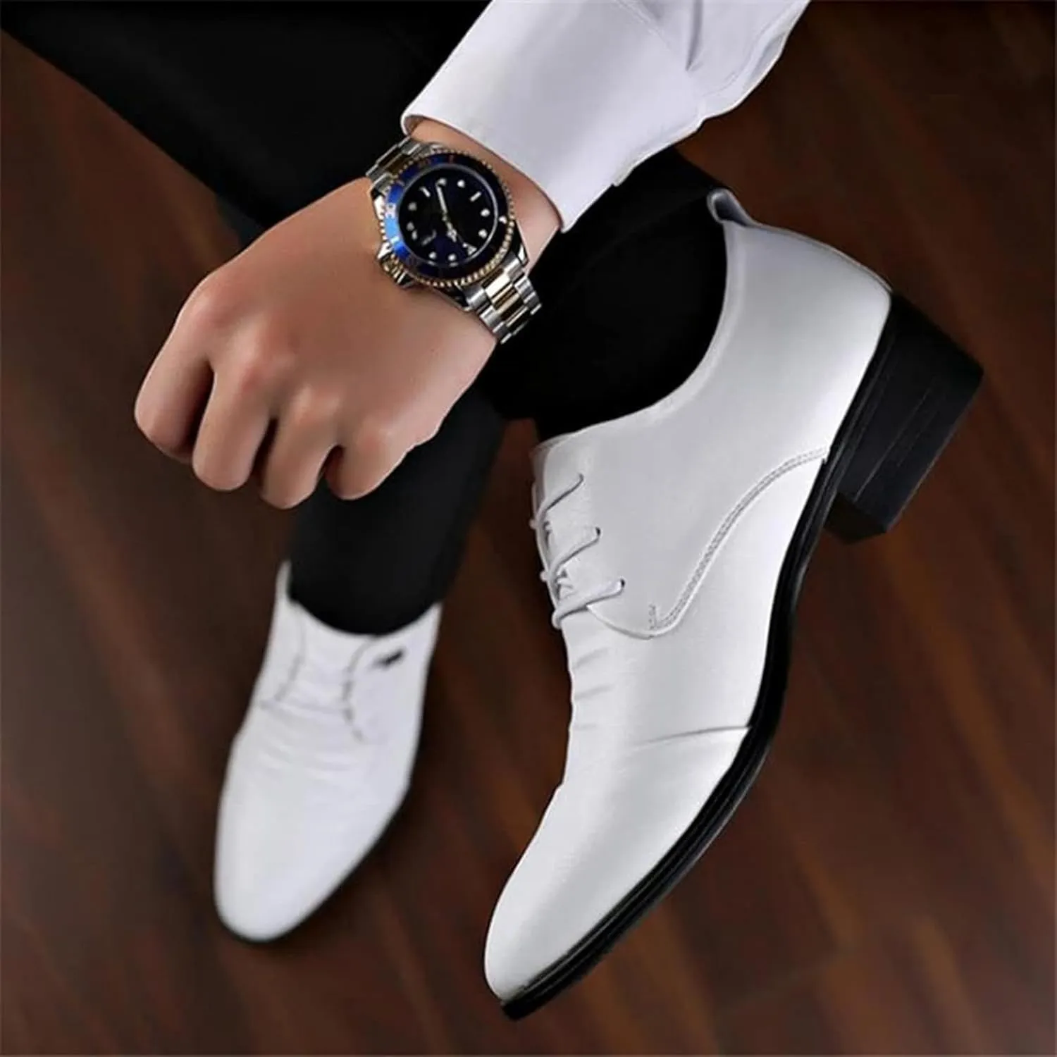 Formal Business Shoes, Men's Gentlemen Pointed Wedding Shoes, Classic Leather Shoes, Spring Casual Low Top, Low Heel Office Shoes